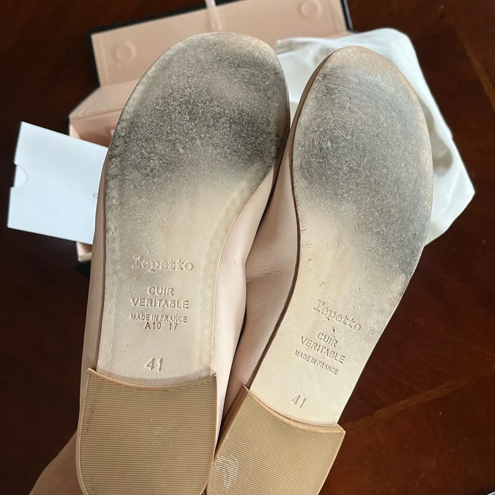 Repetto Nude Leather Ballet Flats - Picture 4 of 6